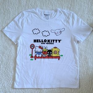 Hello👋 Kitty🐈 and Friends at the Bus🚍 Stop🛑 Tee👕 - NWOT